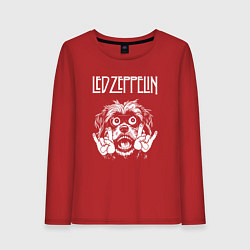 Лонгслив хлопковый женский Led Zeppelin rock dog, цвет: красный