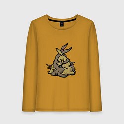 Лонгслив хлопковый женский Объятия семьи, цвет: горчичный