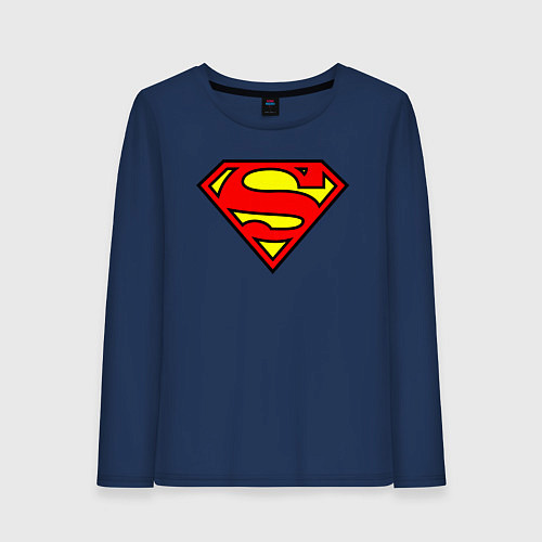 Женский лонгслив Superman logo / Тёмно-синий – фото 1