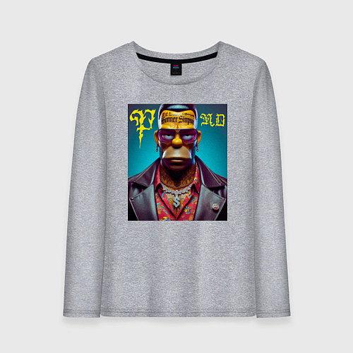 Женский лонгслив Homer Simpson - punk is not dead / Меланж – фото 1