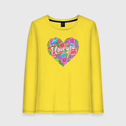 Лонгслив хлопковый женский Love flowers, цвет: желтый