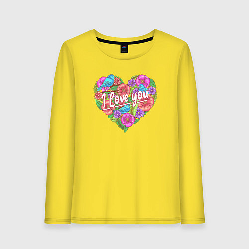 Женский лонгслив Love flowers / Желтый – фото 1