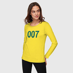 Лонгслив хлопковый женский 007 - Игра в кальмара, цвет: желтый — фото 2