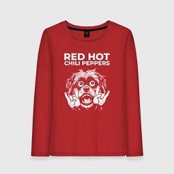 Лонгслив хлопковый женский Red Hot Chili Peppers rock dog, цвет: красный