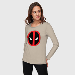 Лонгслив хлопковый женский Deadpool logo, цвет: миндальный — фото 2