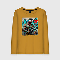 Лонгслив хлопковый женский Sharkman bodybuilder - special forces, цвет: горчичный