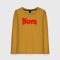 Лонгслив хлопковый женский Пацаны граффити лого, цвет: горчичный