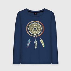 Лонгслив хлопковый женский Ловец сновидений, цвет: тёмно-синий