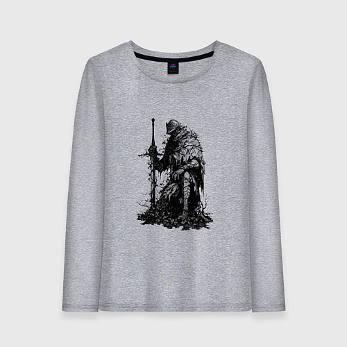 Женский лонгслив Элитный рыцарь с двуручным мечом / Меланж – фото 1