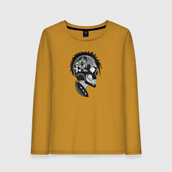 Лонгслив хлопковый женский Punks skulls, цвет: горчичный