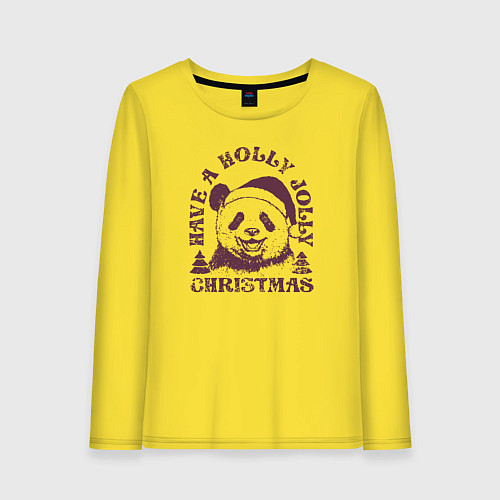 Женский лонгслив Панда Дед Мороз / Желтый – фото 1