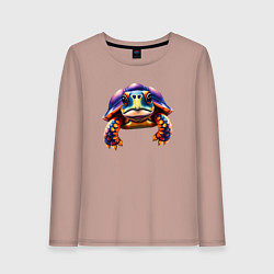Лонгслив хлопковый женский Яркая черепашка, цвет: пыльно-розовый