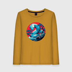 Лонгслив хлопковый женский Japan serpent, цвет: горчичный