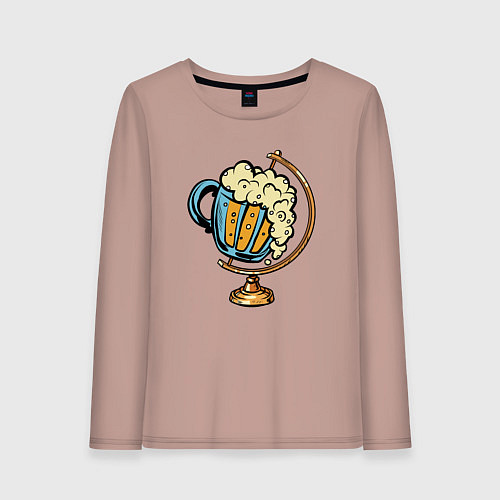 Женский лонгслив Пивной глобус / Пыльно-розовый – фото 1