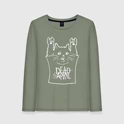 Лонгслив хлопковый женский Dead by April - cat rock, цвет: авокадо
