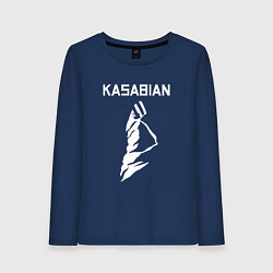 Лонгслив хлопковый женский Kasabian - logo, цвет: тёмно-синий