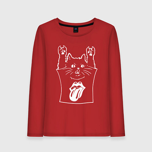 Женский лонгслив Rolling Stones - cat rock / Красный – фото 1