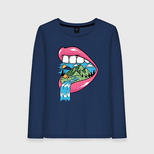 Женский лонгслив Природа во рту / Тёмно-синий – фото 1