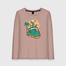 Лонгслив хлопковый женский Rest in chill, цвет: пыльно-розовый