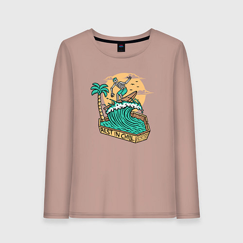 Женский лонгслив Rest in chill / Пыльно-розовый – фото 1