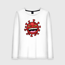 Лонгслив хлопковый женский Смеющийся вирус, цвет: белый