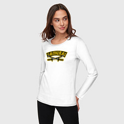 Лонгслив хлопковый женский Мечи самурая, цвет: белый — фото 2