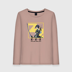 Лонгслив хлопковый женский Асаба Харумаса - Zenless Zone Zero, цвет: пыльно-розовый