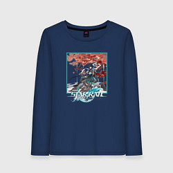 Лонгслив хлопковый женский Дань Хэн, цвет: тёмно-синий