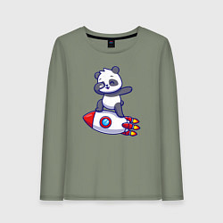 Лонгслив хлопковый женский Rocket panda, цвет: авокадо