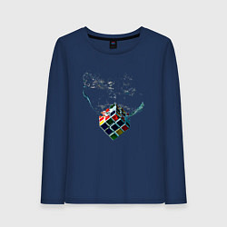Лонгслив хлопковый женский Рубик в воде, цвет: тёмно-синий