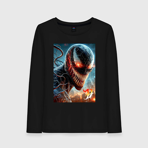 Женский лонгслив Ужасный Веном - неоновое свечение / Черный – фото 1