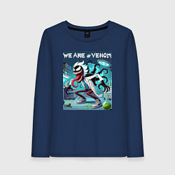 Лонгслив хлопковый женский Rick and Venom - ai art fantasy, цвет: тёмно-синий