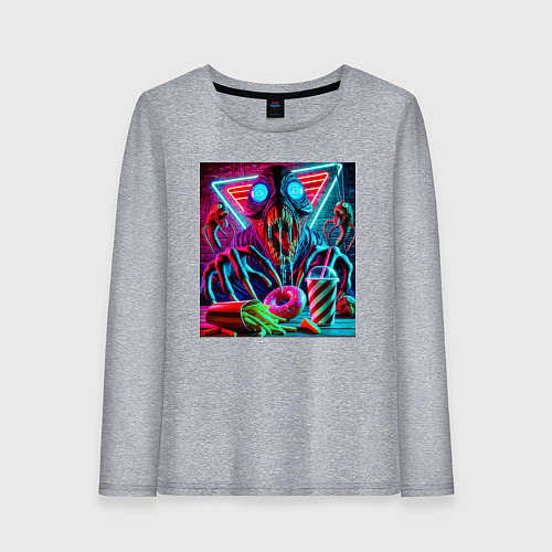 Женский лонгслив Последствие употребления фастфуда / Меланж – фото 1