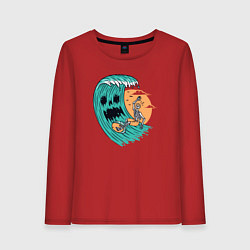 Лонгслив хлопковый женский Skeletor surfer, цвет: красный