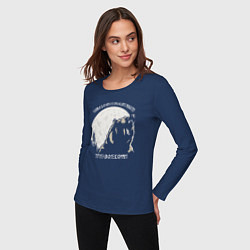 Лонгслив хлопковый женский Велес - чти свои корни, цвет: тёмно-синий — фото 2