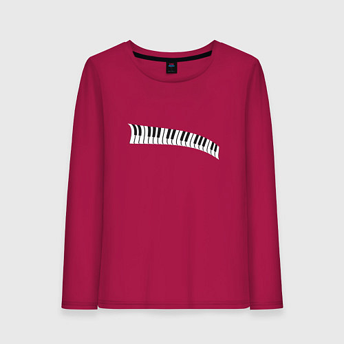 Женский лонгслив Пианино клавиши волна / Маджента – фото 1