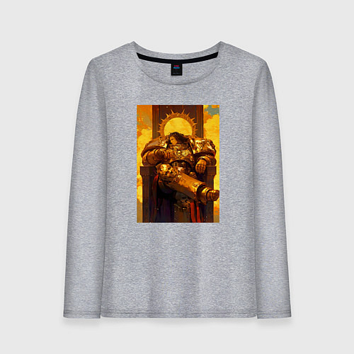 Женский лонгслив Император человечества восседает на золотом троне / Меланж – фото 1