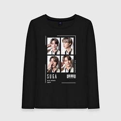 Лонгслив хлопковый женский Yoongi bts 4cut, цвет: черный