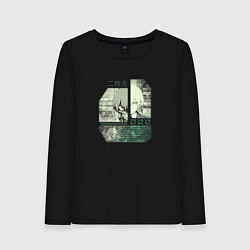 Лонгслив хлопковый женский Двуликий юноша, цвет: черный