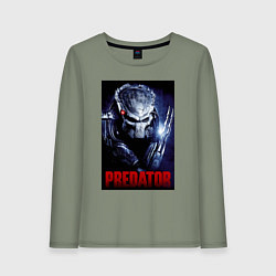 Лонгслив хлопковый женский Predator in the helmet, цвет: авокадо