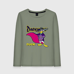 Лонгслив хлопковый женский Чёрный плащ - Кряк Лапчатый, цвет: авокадо