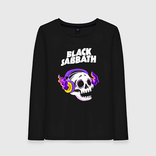 Женский лонгслив Black Sabbath - неоновый череп / Черный – фото 1