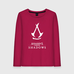 Лонгслив хлопковый женский Assassins creed - shadows white, цвет: маджента