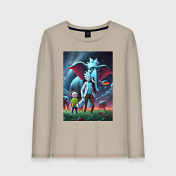 Лонгслив хлопковый женский Слон похожий на Рика Санчеса - прикол, цвет: миндальный