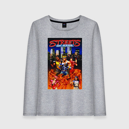 Женский лонгслив Streets of rage - bare knuckle / Меланж – фото 1