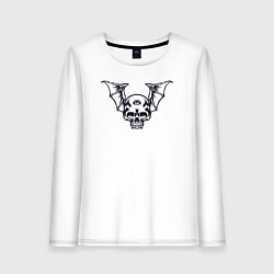 Лонгслив хлопковый женский Bat skull, цвет: белый