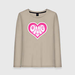 Лонгслив хлопковый женский Oh my god love, цвет: миндальный