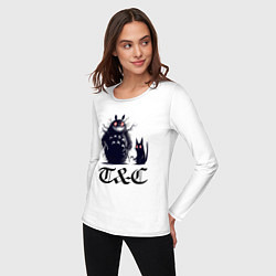 Лонгслив хлопковый женский Totoro and black cat - anime, цвет: белый — фото 2