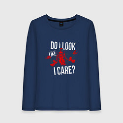 Лонгслив хлопковый женский Do i look like i care - дэдпул, цвет: тёмно-синий