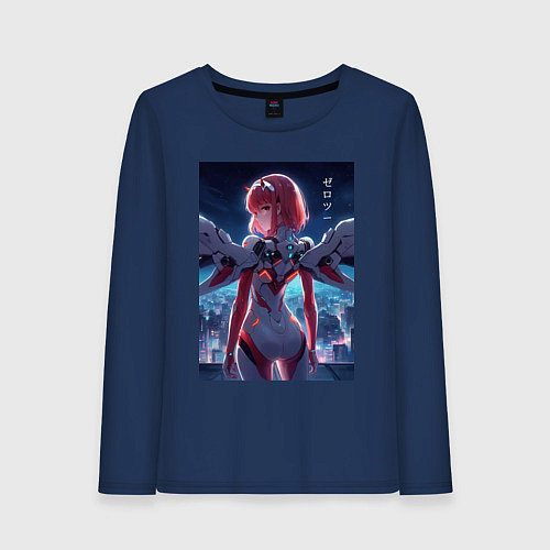 Женский лонгслив Zero two - Darling in the Franxx - cyberpunk / Тёмно-синий – фото 1
